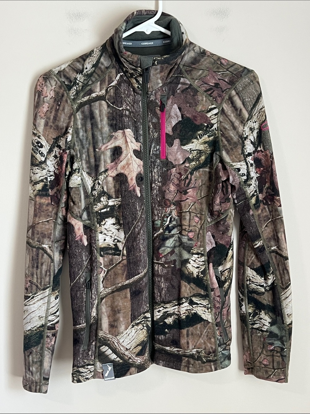 Icebreaker Merino Full Zip Jacket Woman’s XS‎ Thermal Base Layer Pullover Camo
